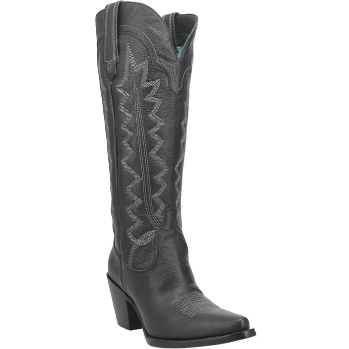 Dingo Womens High Cotton Cowboy Boots Leather Black