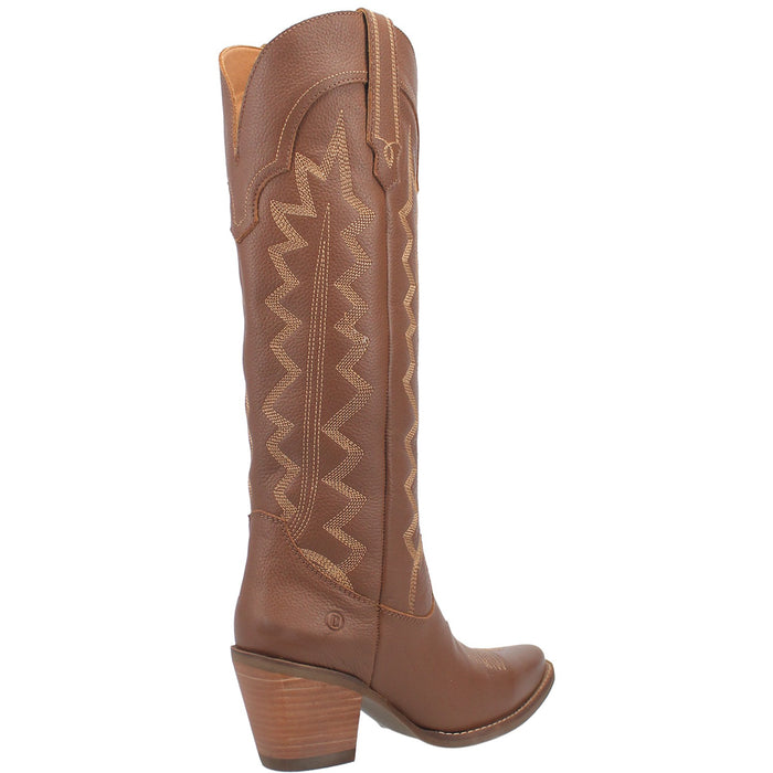 Dingo Womens High Cotton Cowboy Boots Leather Brown