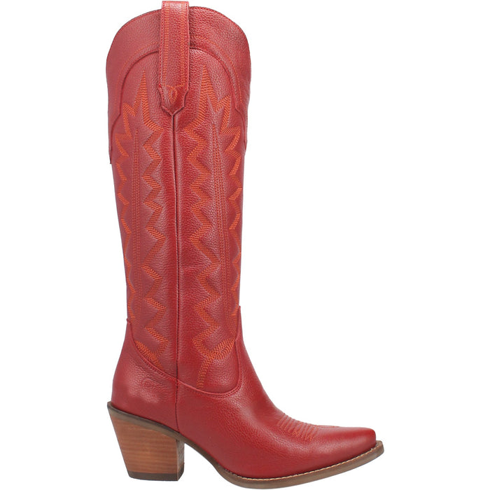 Dingo Womens High Cotton Cowboy Boots Leather Red