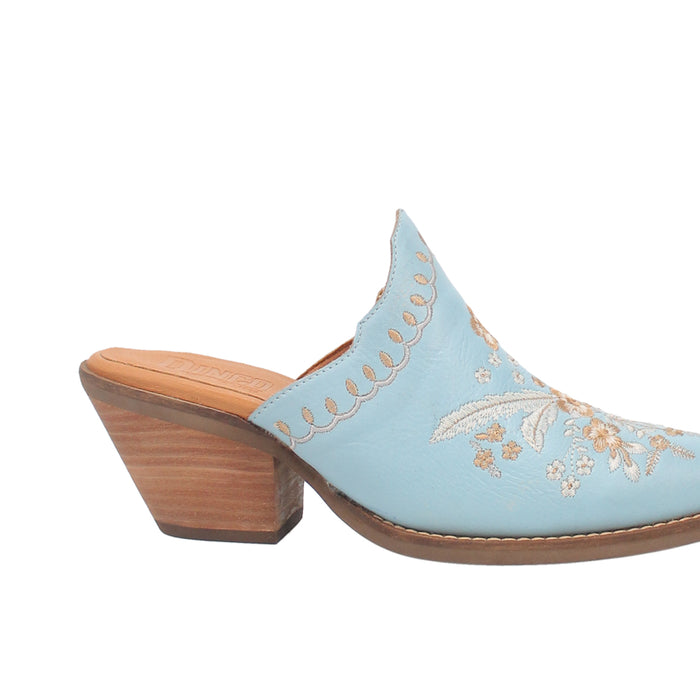 Dingo Womens Wildflower Mule Mule Shoes Leather Blue