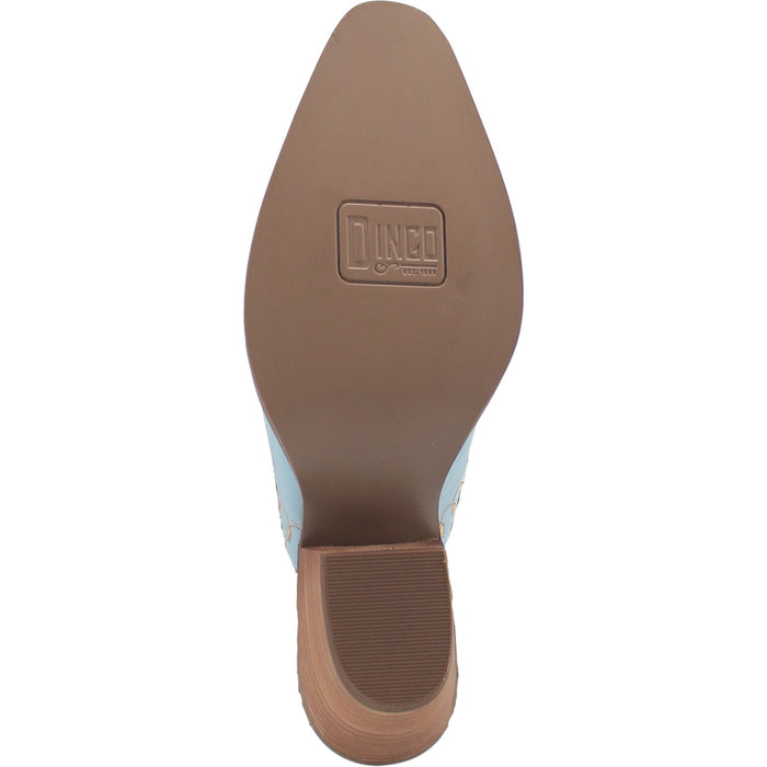 Dingo Womens Wildflower Mule Mule Shoes Leather Blue