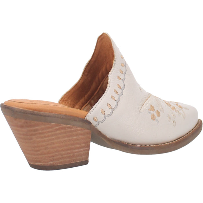 Dingo Womens Wildflower Mule Mule Shoes Leather White