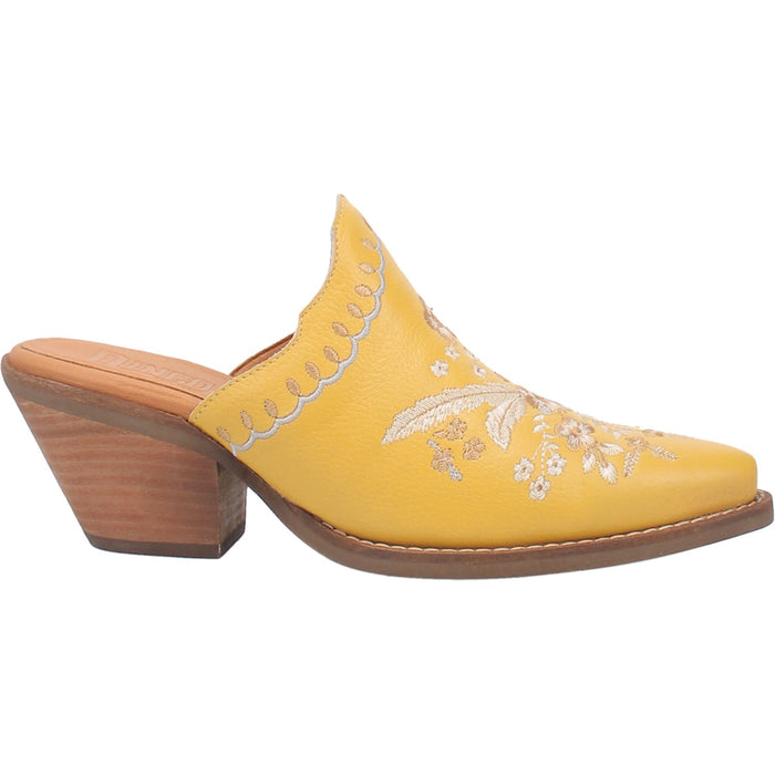 Dingo Womens Wildflower Mule Mule Shoes Leather Yellow