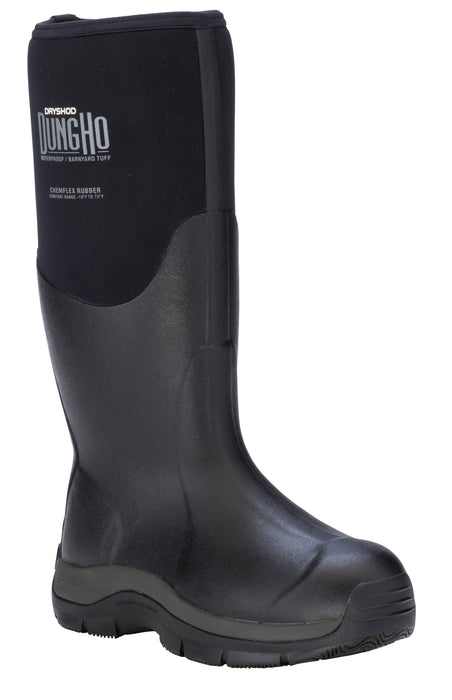 Dryshod Mens DungHo Barnyard Tough Hi Black/Grey Rubber Rugged Work Boots