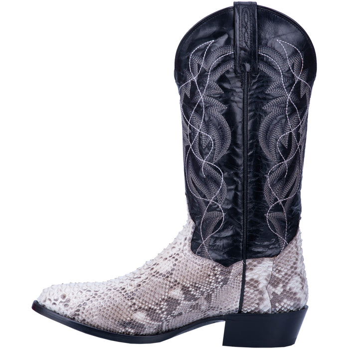 Dan Post Mens Natural/Black Sly 13in Cowboy Boots Snake Skin