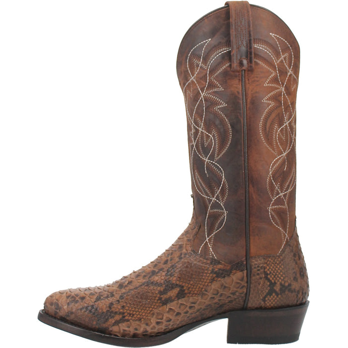 Dan Post Mens Tan/Bay Apache Cowboy Boots Snake Skin R Toe