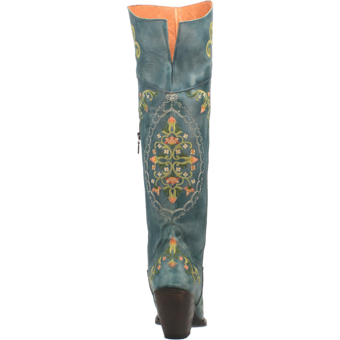 Dan Post Womens Flower Child Over-The-Knee Boots Leather Turquoise