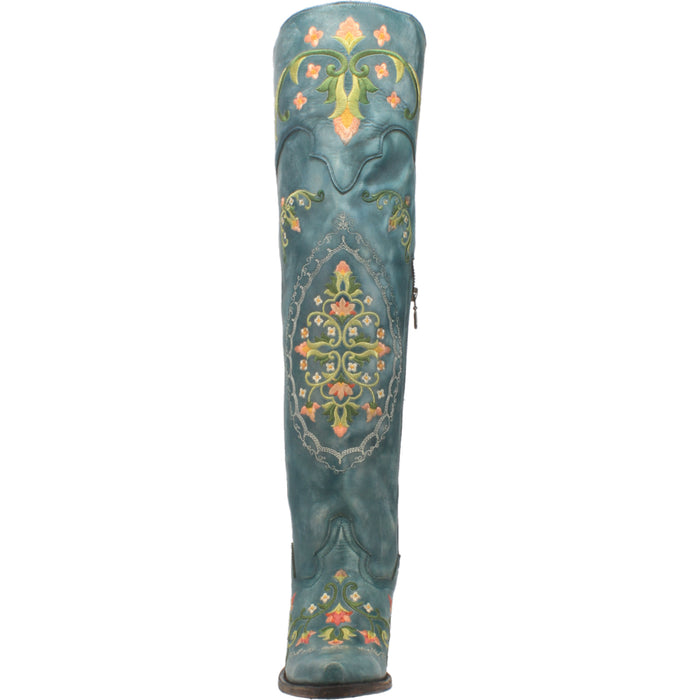 Dan Post Womens Flower Child Over-The-Knee Boots Leather Turquoise