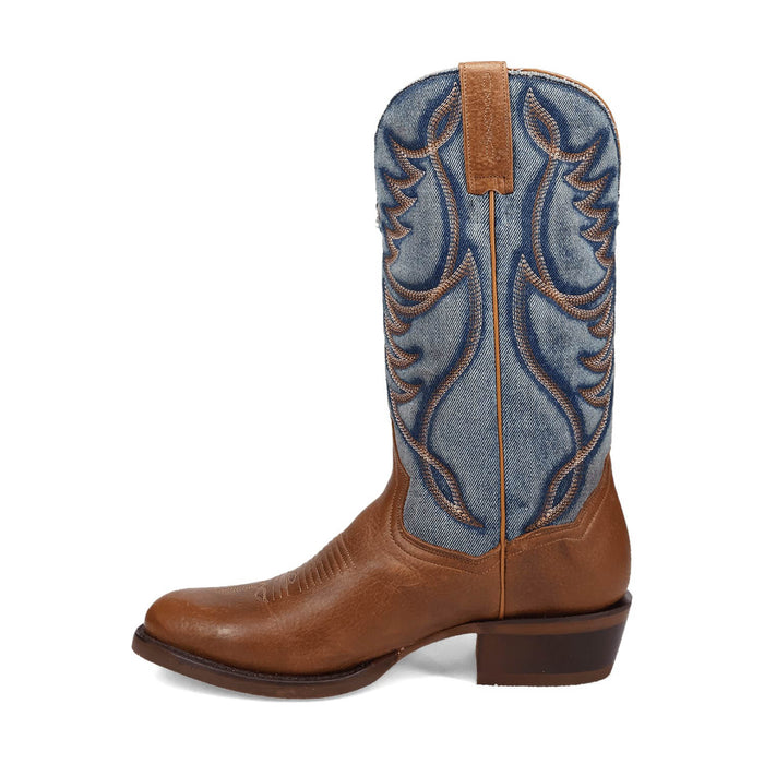 Dan Post Mens Bullock Tan/Denim Leather Cowboy Boots