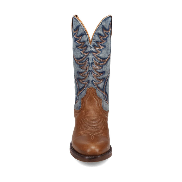 Dan Post Mens Bullock Tan/Denim Leather Cowboy Boots