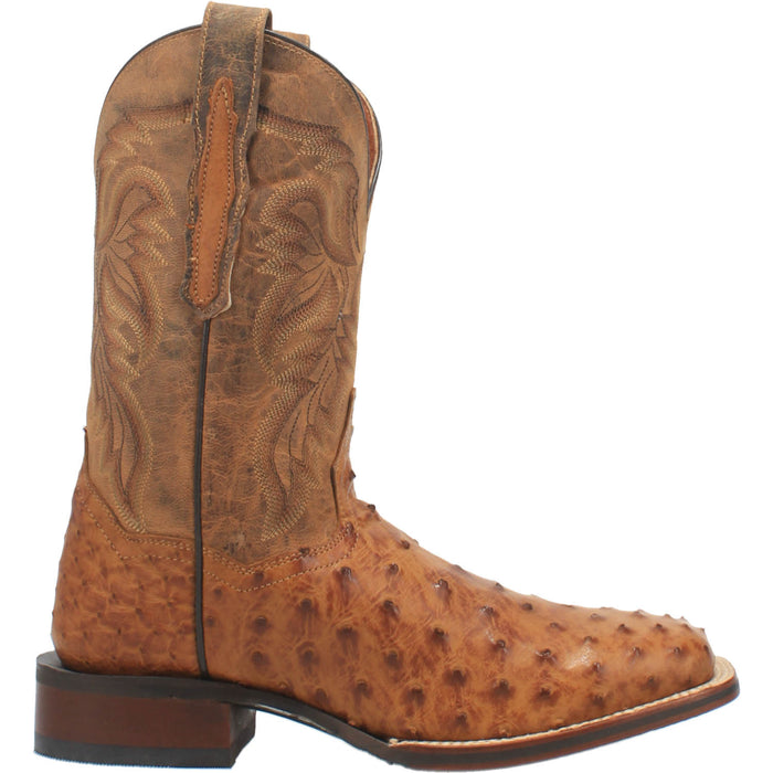 Dan Post Mens Alamosa Cowboy Boots Ostrich Saddle Tan/Brown