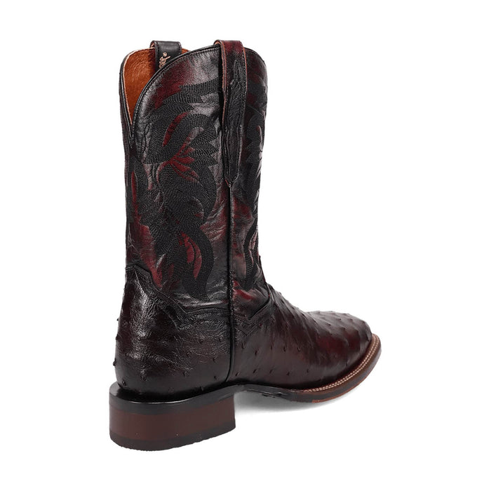 Dan Post Mens Alamosa Black Cherry Full Quill Ostrich Cowboy Boots