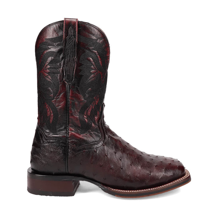 Dan Post Mens Alamosa Black Cherry Full Quill Ostrich Cowboy Boots