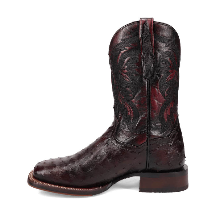 Dan Post Mens Alamosa Black Cherry Full Quill Ostrich Cowboy Boots