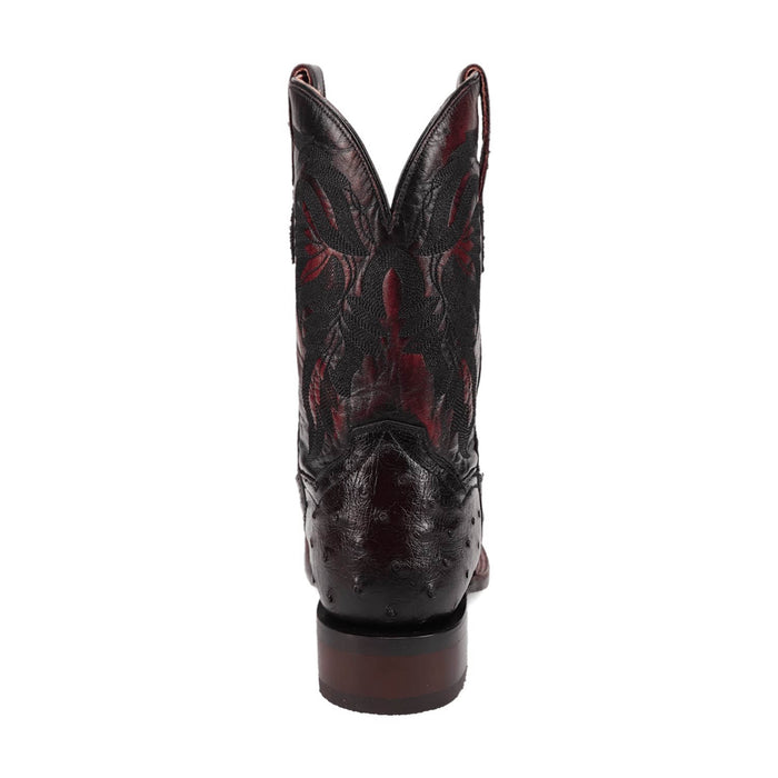 Dan Post Mens Alamosa Black Cherry Full Quill Ostrich Cowboy Boots