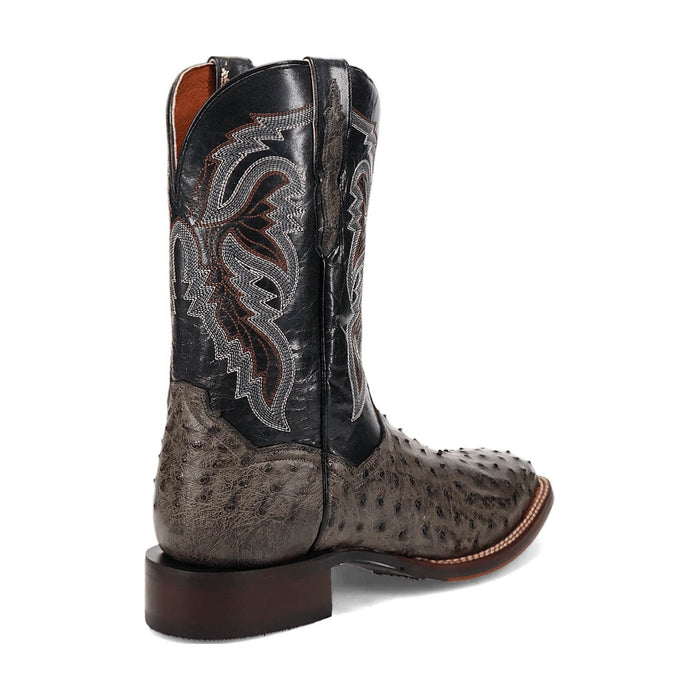 Dan Post Mens Alamosa Grey/Black Full Quill Ostrich Cowboy Boots