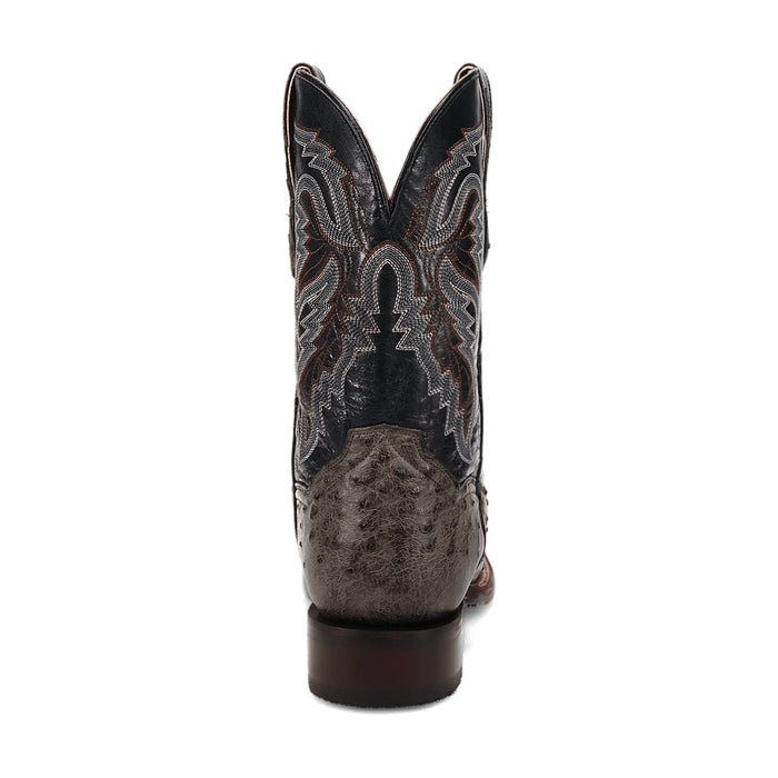 Dan Post Mens Alamosa Grey/Black Full Quill Ostrich Cowboy Boots