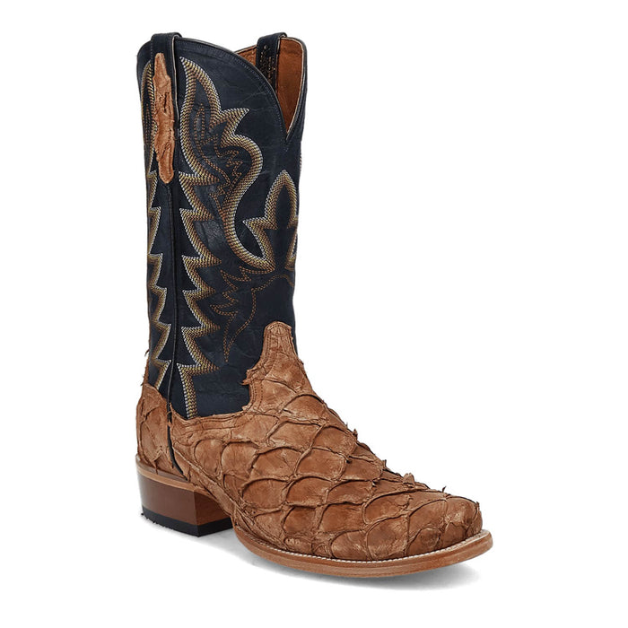 Dan Post Mens Riggs Tan/Dark Blue Leather Cowboy Boots