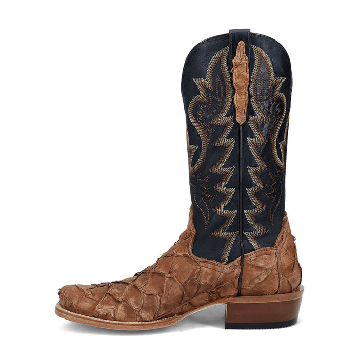 Dan Post Mens Riggs Tan/Dark Blue Leather Cowboy Boots