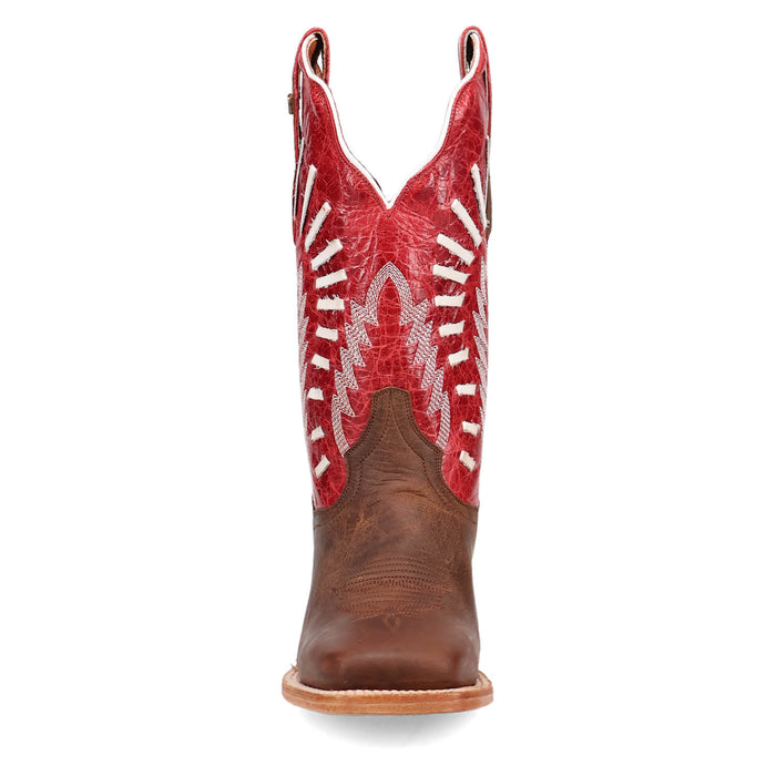 Dan Post Womens Lacey Brown/Red Leather Cowboy Boots