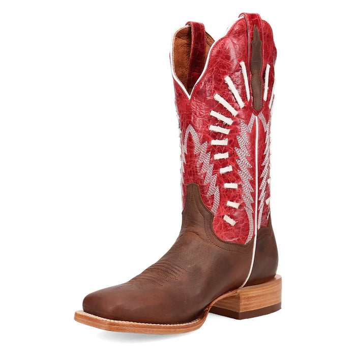 Dan Post Womens Lacey Brown/Red Leather Cowboy Boots