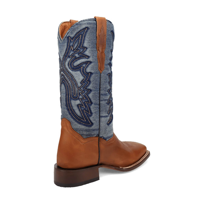 Dan Post Womens Ellie Tan/Denim Leather Cowboy Boots