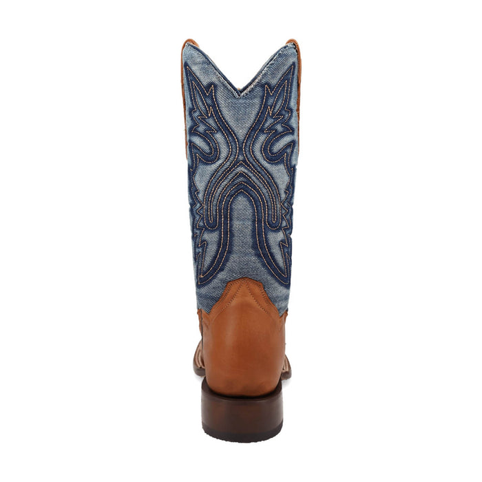 Dan Post Womens Ellie Tan/Denim Leather Cowboy Boots