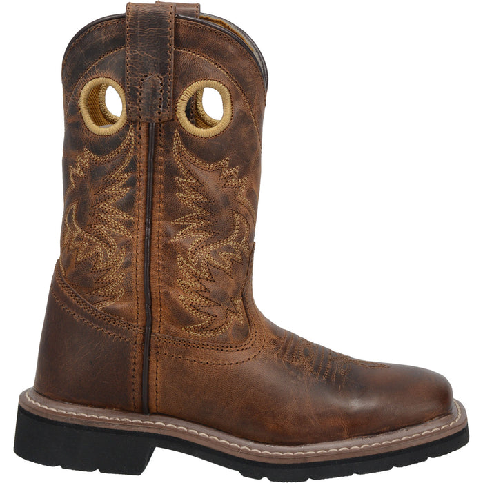 Dan Post Kids Boys Brown Amarillo 8in Square Toe Cowboy Boots Leather