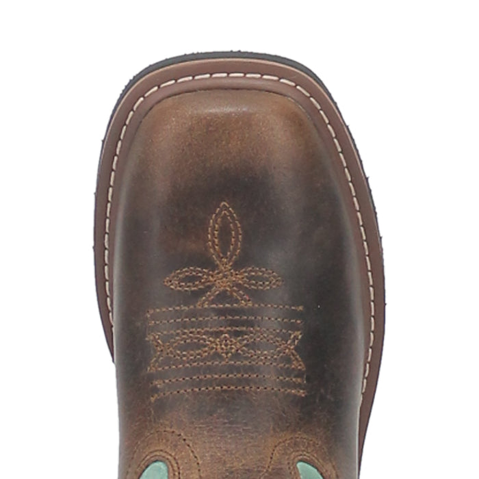 Dan Post Kids Girls Nia Cowboy Boots Leather Brown/Turquoise