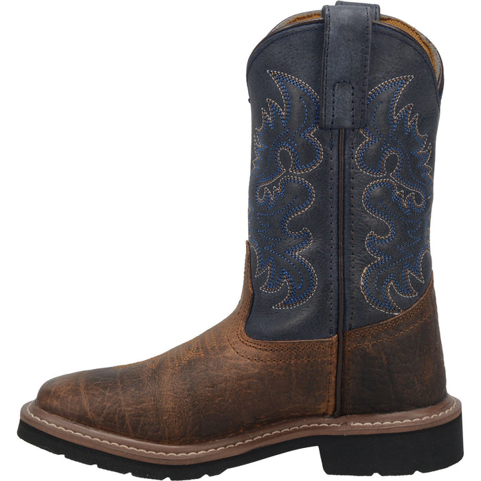 Dan Post Kids Boys Rust/Blue Brantley 8in Square Cowboy Boots Leather