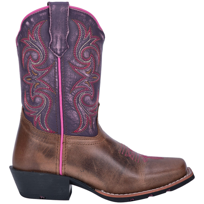 Dan Post Kids Girls Majesty Cowboy Boots Leather Brown/Purple