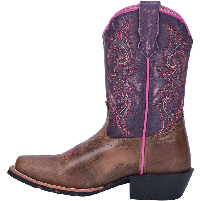 Dan Post Kids Girls Majesty Cowboy Boots Leather Brown/Purple