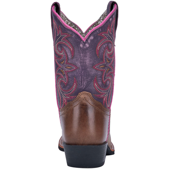 Dan Post Kids Girls Majesty Cowboy Boots Leather Brown/Purple