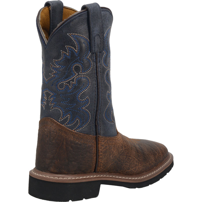 Dan Post Kids Boys Rust/Blue Brantley 9in Square Cowboy Boots Leather