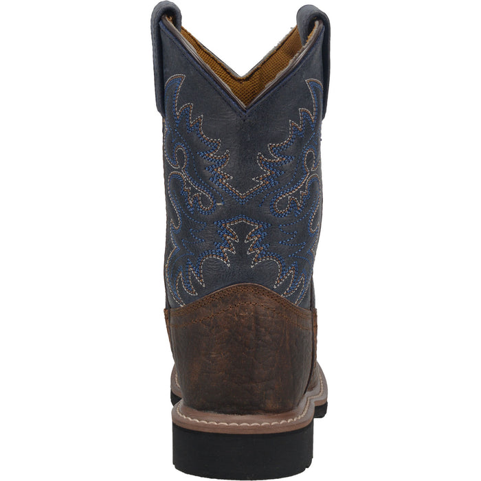 Dan Post Kids Boys Rust/Blue Brantley 9in Square Cowboy Boots Leather