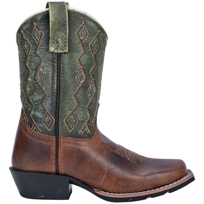 Dan Post Youth Boys Teddy Cowboy Boots Leather Rust/Green