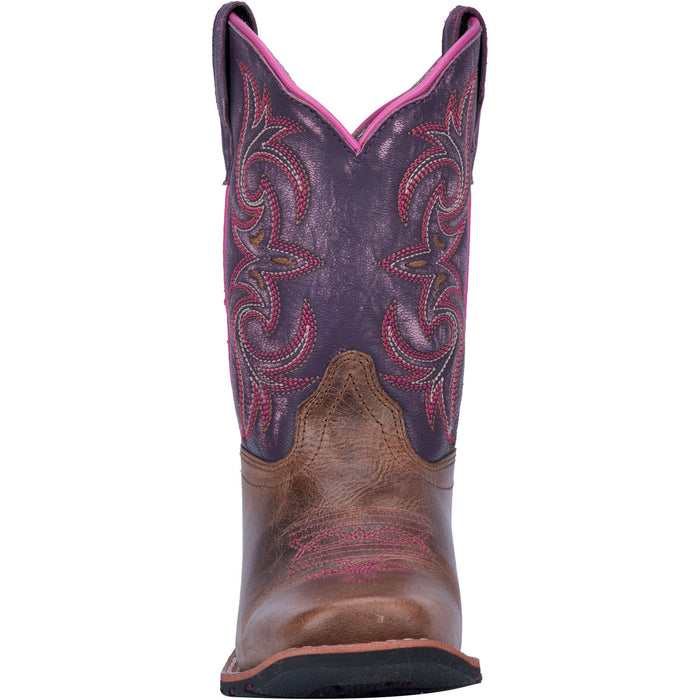 Dan Post Youth Girls Brown/Purple Majesty Cowboy Boots Leather