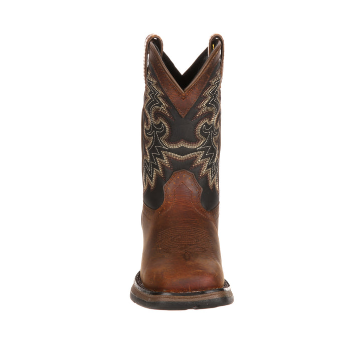 Lil' Durango Youth Boys Tan Leather Western Stitch Cowboy Boots