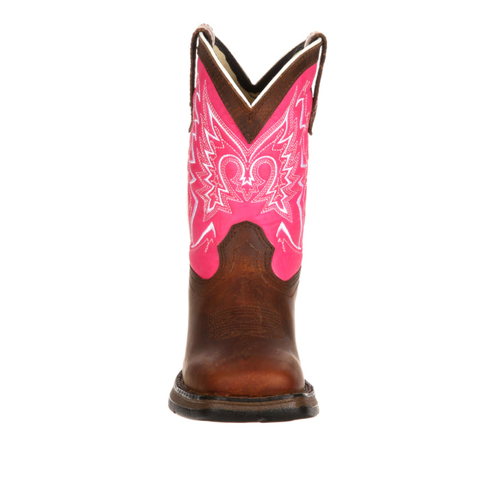 Lil' Durango Infant Girls Pink Leather Let Love Fly Western Cowboy Boots