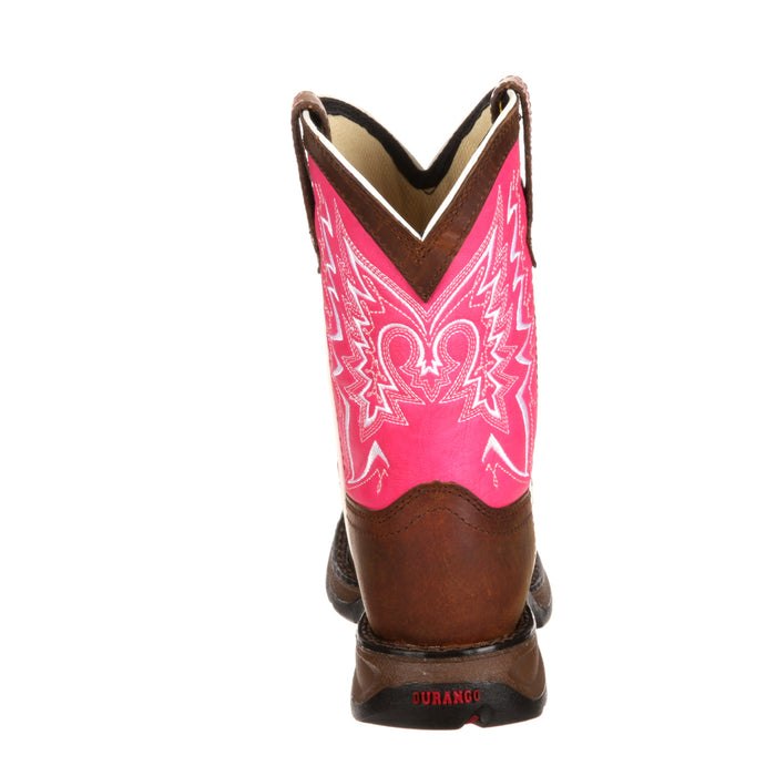 Lil' Durango Kids Girls Pink Leather Let Love Fly Western Cowboy Boots