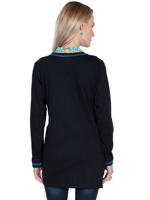 Scully Womens Black 100% Cotton Cross L/S Tunic