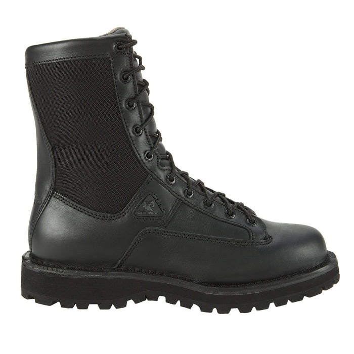 Rocky Mens Black Leather Portland Lace-To-Toe Waterproof Duty Boots