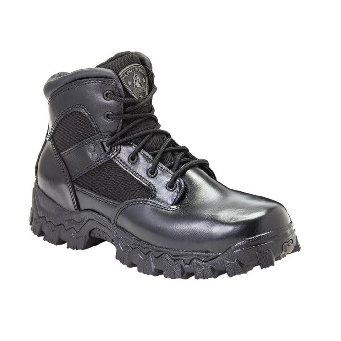 Rocky Womens Black Leather Alpha Force WP Public Service Work Boots