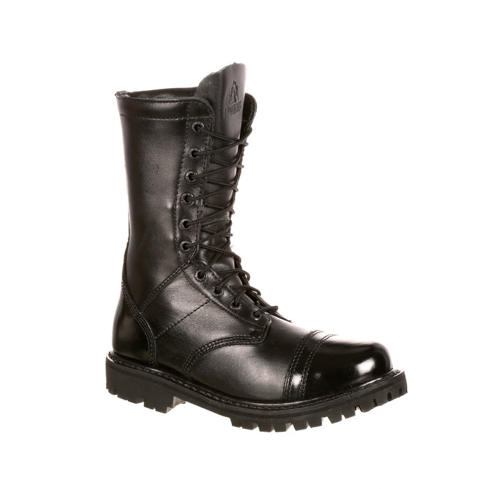 Rocky Womens Black Leather Side Zipper Jump Boots