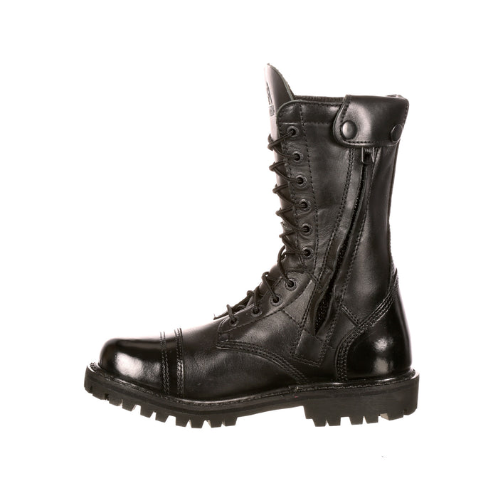 Rocky Womens Black Leather Side Zipper Jump Boots