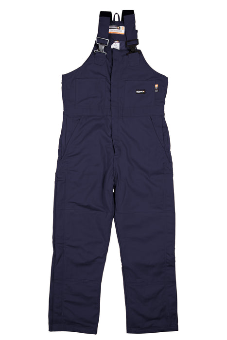 Berne Mens Flame Resistant Duck Insulated Navy Cotton Blend Bib Overall