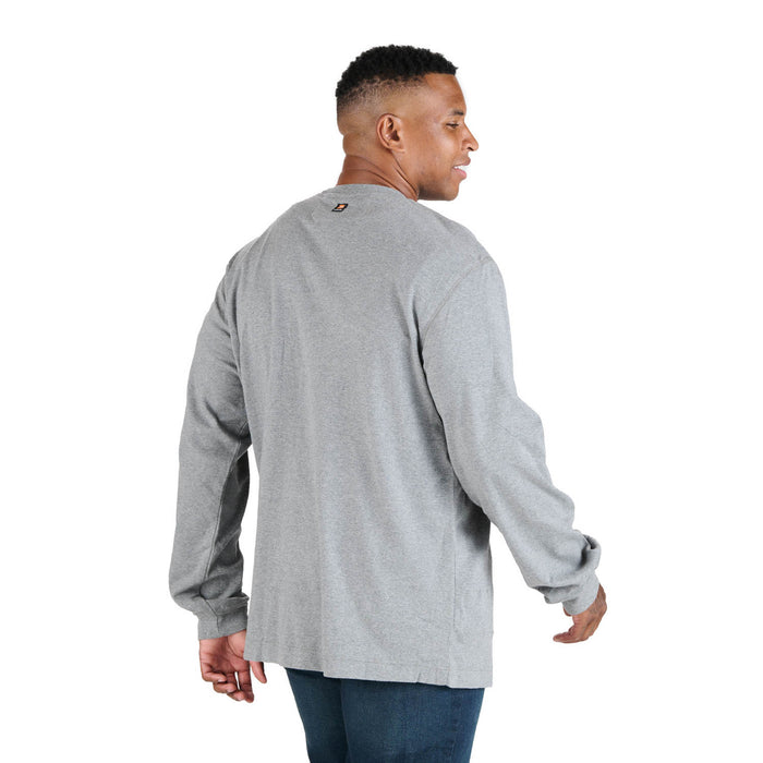 Berne Mens FR Crew Neck Pocket Grey 100% Cotton L/S T-Shirt