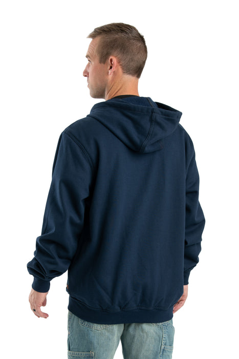 Berne Mens FR Zip Front NFPA 2112 Navy 100% Cotton Hoodie