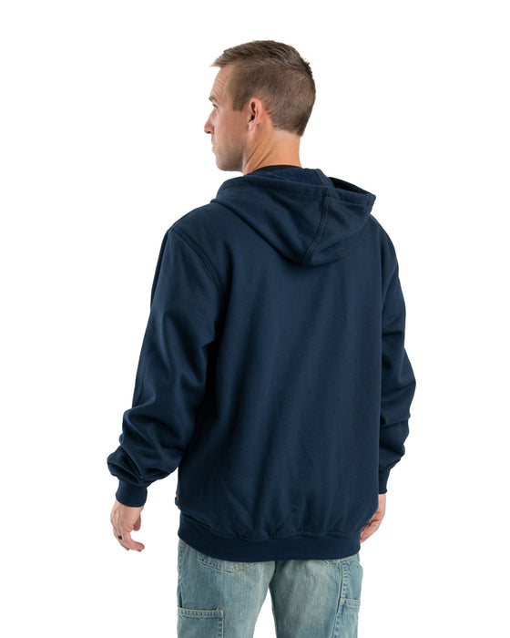 Berne Mens FR Zip Front NFPA 2112 Navy 100% Cotton Hoodie