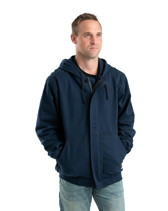 Berne Mens FR Zip Front NFPA 2112 Navy 100% Cotton Hoodie